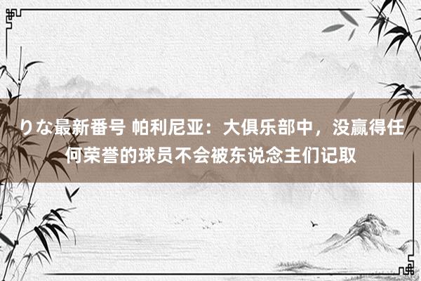 りな最新番号 帕利尼亚：大俱乐部中，没赢得任何荣誉的球员不会被东说念主们记取