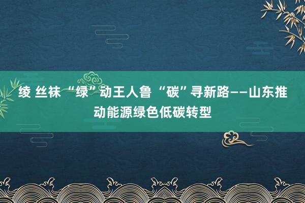 绫 丝袜 “绿”动王人鲁 “碳”寻新路——山东推动能源绿色低碳转型