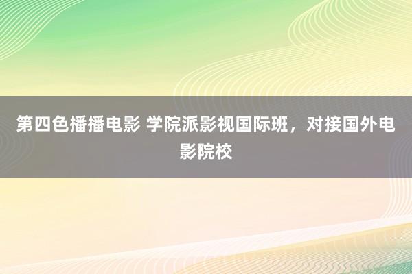 第四色播播电影 学院派影视国际班，对接国外电影院校