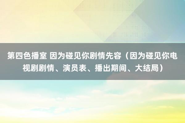 第四色播室 因为碰见你剧情先容（因为碰见你电视剧剧情、演员表、播出期间、大结局）