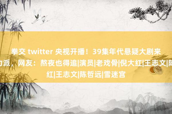 拳交 twitter 央视开播！39集年代悬疑大剧来袭，全员实力派，网友：熬夜也得追|演员|老戏骨|倪大红|王志文|陈哲远|雪迷宫